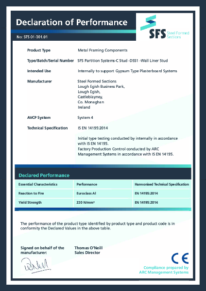 C Stud, DSS1, Wall Liner DoP