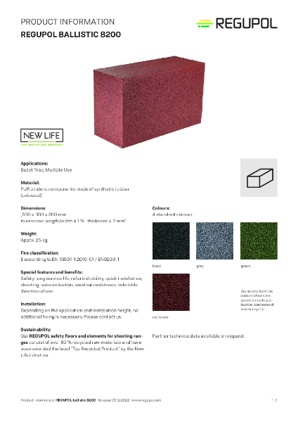 REGUPOL Ballistic B200 Product Information