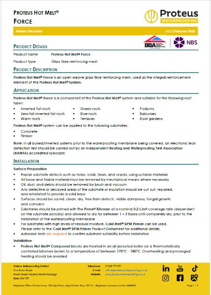 Product Data Sheet - Proteus Hot Melt® Force