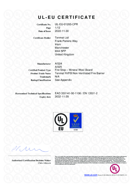 UL- EU CERTIFICATE 01265 CPR