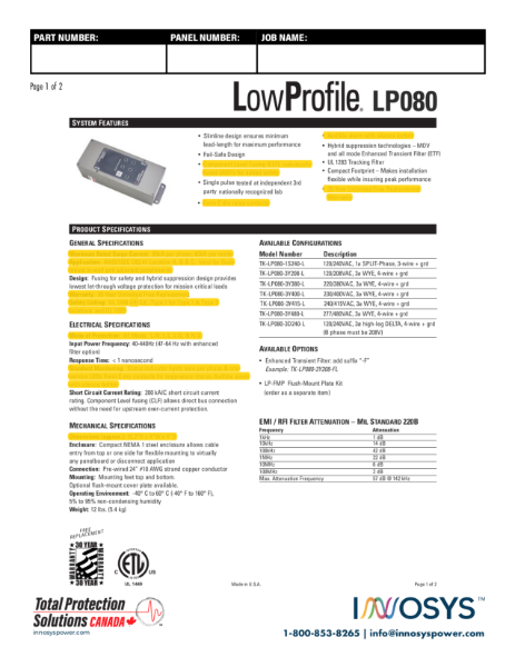 LP080 Datasheet