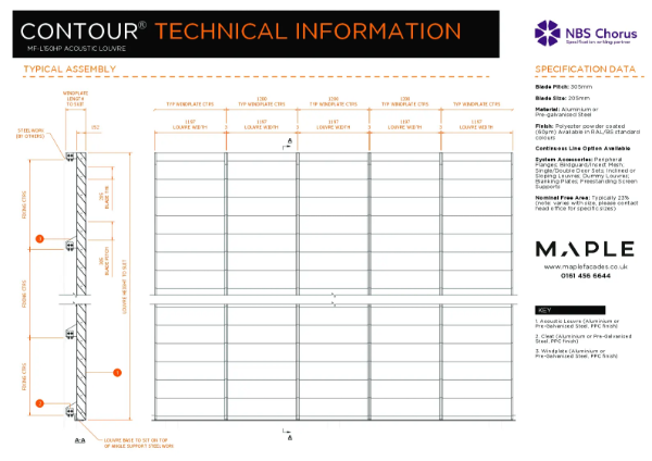 Maple Facades Contour® MF-L150HP Acoustic Louvre Datasheet 2026