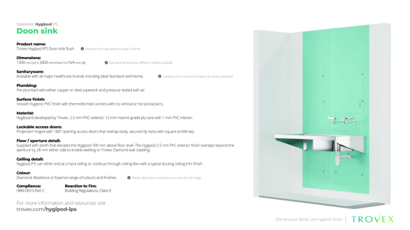 Hygipod Doon sink flush – Product Data Sheet