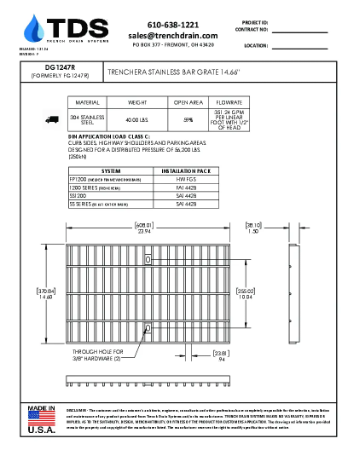 Trench•Era Stainless Bar Grate 14.66" - DG1247R