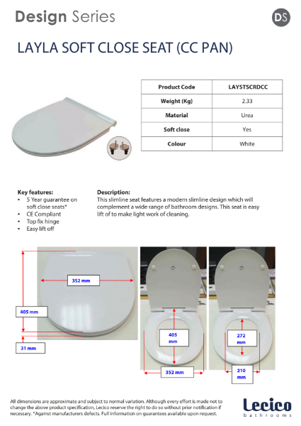 Layla Soft Close Slim Sandwich Seat For Round WCs