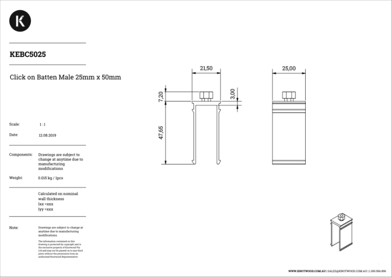 KACBC25 slimline ceiling clip (M)