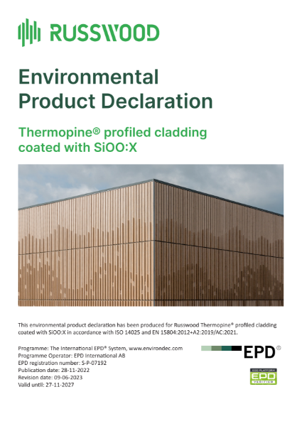 Thermopine® profiled cladding coated with SiOO:X® EPD