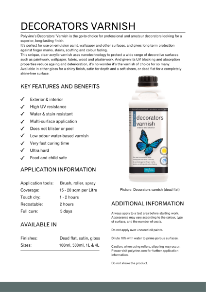 Decorators Varnish Product Data Sheet