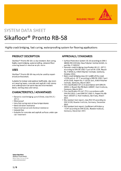 System Data Sheet - Sikafloor Pronto RB-58