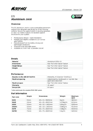 DS Aluminium Joist – Datasheet