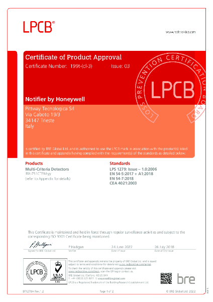 IRX-751CTEM-W EN54 Certificate of Approval