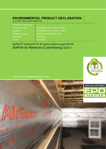 EPD - DuPont™ AirGuard® Air & Vapour Control Layer (5814X)  