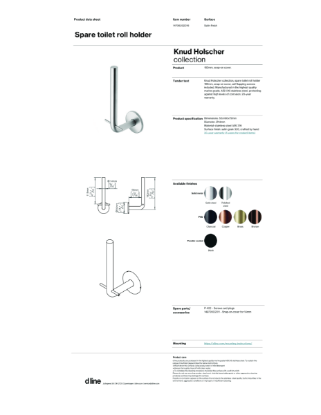 Spare toilet roll holder (data sheet)