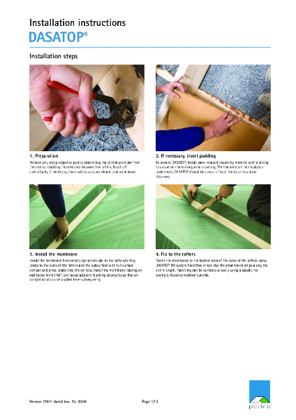 Pro Clima Dasatop Installation Guide