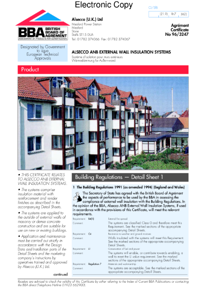 96/3247 Alsecco ANB external wall insulation systems