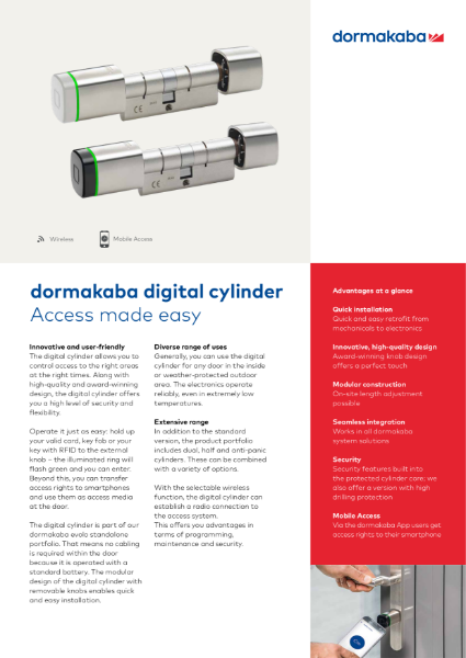 dormakaba Digital Cylinder Factsheet
