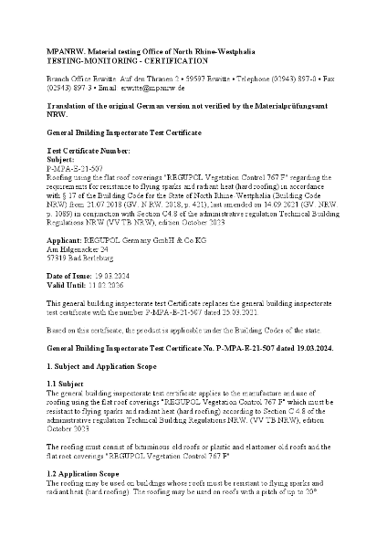 Reaction to Fire Classification
