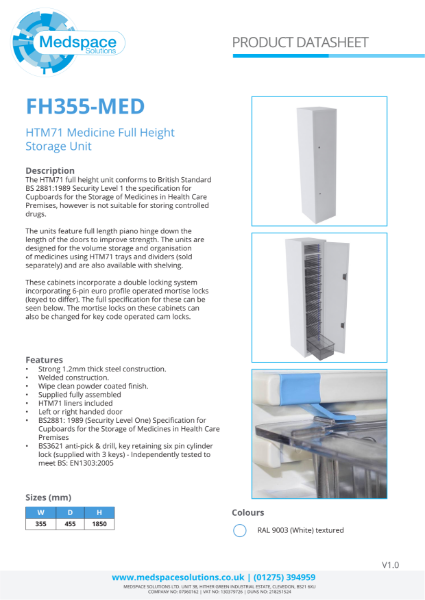 FH355-MED - HTM71 Medicine Full Height Storage Unit
