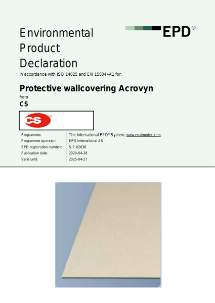 Environmental Product Declaration - Acrovyn Sheet