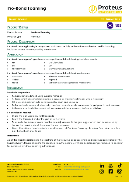 Product Data Sheet - Pro-Bond Foaming