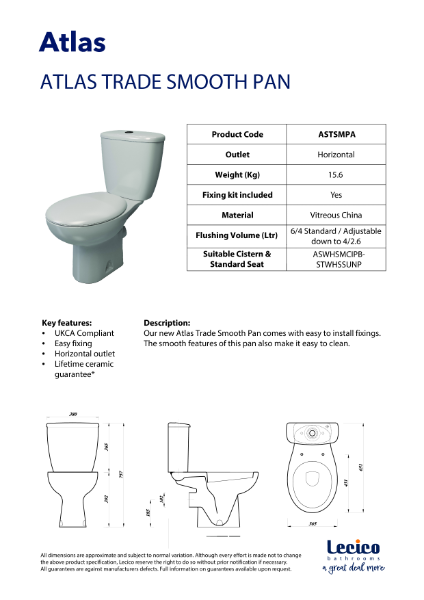 Atlas Smooth Close Coupled WC Pan