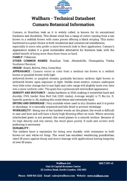 Datasheet - Cumaru Botanical Information