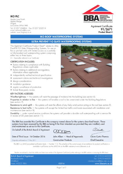 91/2671_4 Ultra Prevent T-O Slate Waterproofing Systems