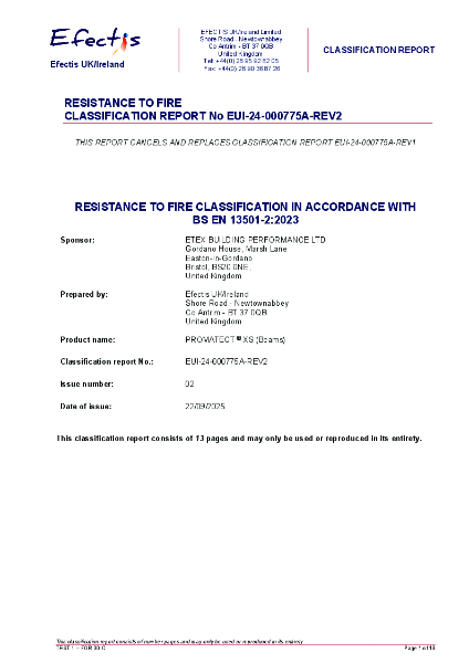 Fire classification report - EUI-24-000775A-Rev2