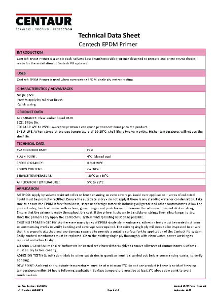 Centech EPDM Primer TDS