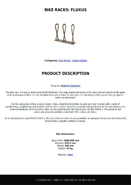 All Urban - Bike Racks - Fluxus - Data Sheet