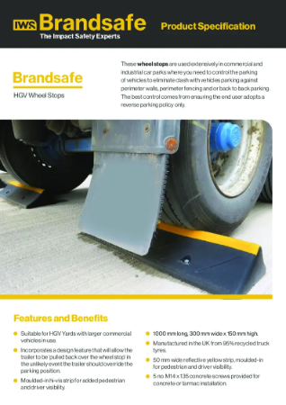 HGV Wheel Stops - Brandsafe Spec Sheet