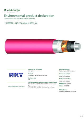 NEPD-5253-4582-EN 1X1000RE+140 PEX-M-AL-LRT 72 kV.pdf | NKT headquarter ...