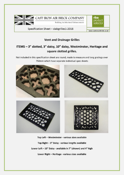 Cast Iron Vent and Drainage Grilles