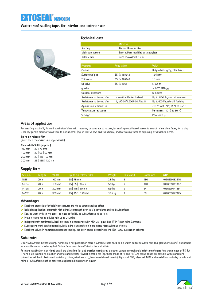 Extoseal Encors Technical Datasheet