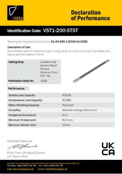 VST1-200-STST Declaration of Performance