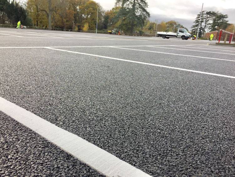 Porous, fast draining car park surface for college campus