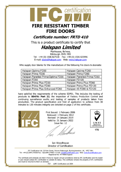 Halspan IFCC Certificate