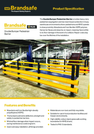 Polymer Double Bumper Pedestrian Safety Barrier - Brandsafe Spec Sheet