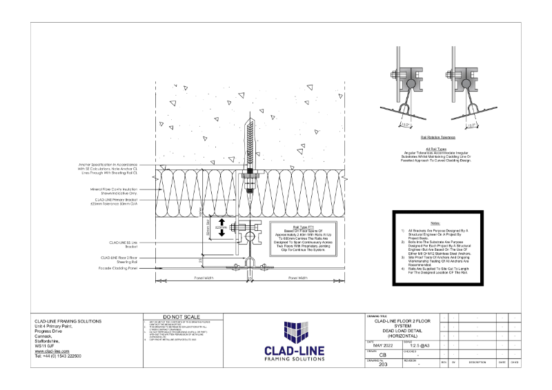 CL-F2F-Dead Load (horizontal) Technical Drawing