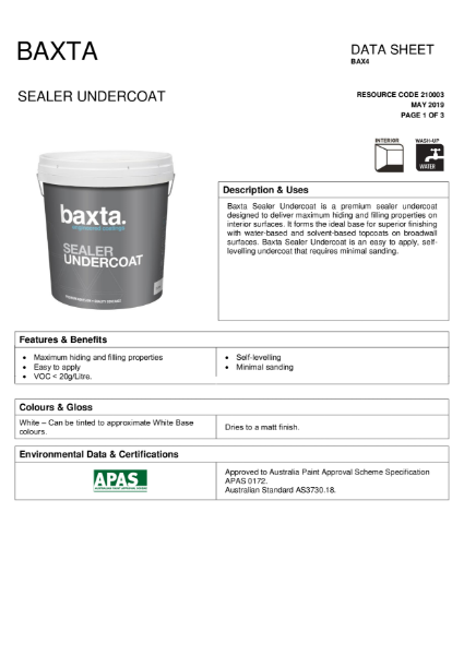 BAX 4 Sealer Undercoat TDS