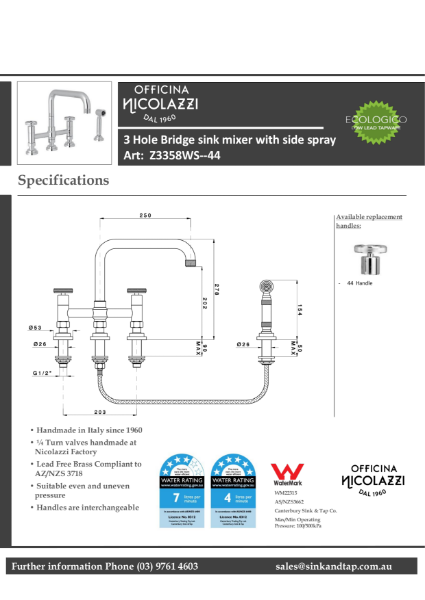 Z3358WS-44 Industriale Technical specification