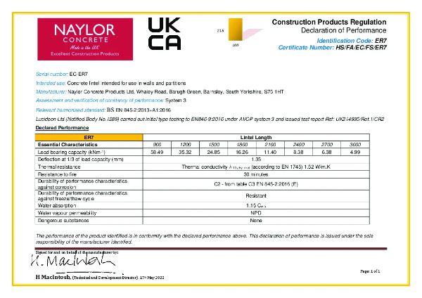 Economy ER7 Declaration of Performance