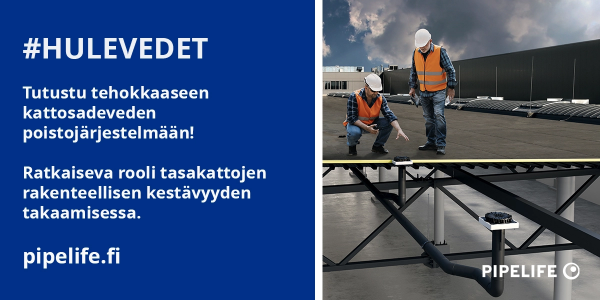 Kattosadevesijärjestelmä suojaa rakennusta