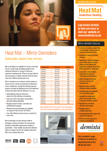 Mirror Demister Fact Sheet