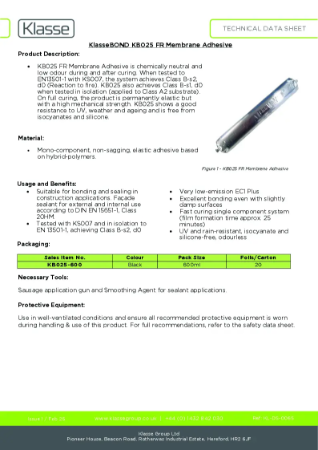 KB025 FR Membrane Adhesive TDS