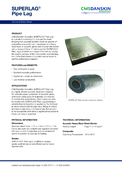 SuperLag Pipe Lag - Technical Data Sheet