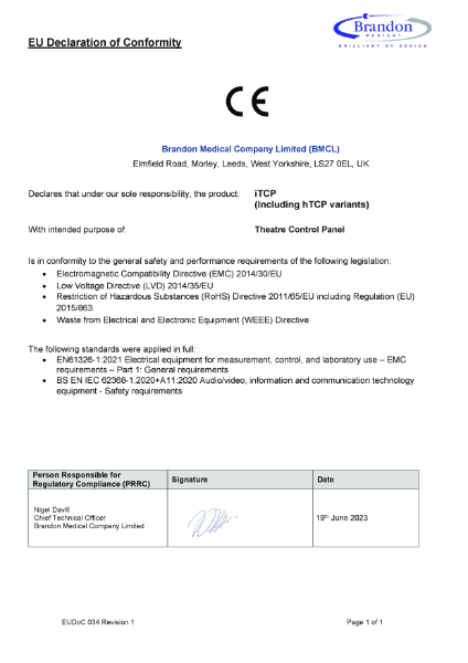 iTCP Declaration of Conformity EUDoC034