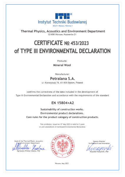 CERTIFICATE No 453/2023