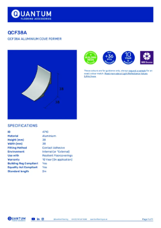 Aluminium Cove Former - QCF38A Datasheet