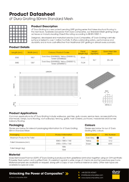 d² Dura Grating 50mm Standard Mesh